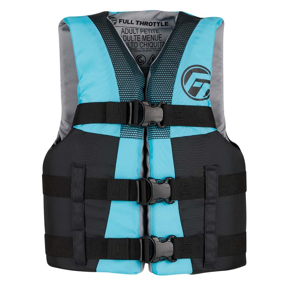 Full Throttle Teen Nylon Life Jacket - Aqua/Black [112200-505-010-22] - The Happy Skipper