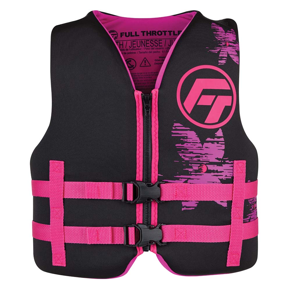 Full Throttle Youth Rapid-Dry Life Jacket - Pink/Black [142100-105-002-22] - The Happy Skipper