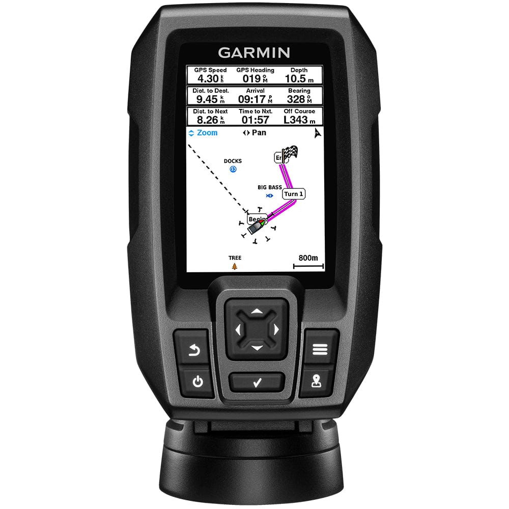 Garmin STRIKER 4 Fishfinder Worldwide Version w/77/200kHz - 4-Pin Transducer w/Transom & Trolling Motor Mounts [010-01550-01] - The Happy Skipper