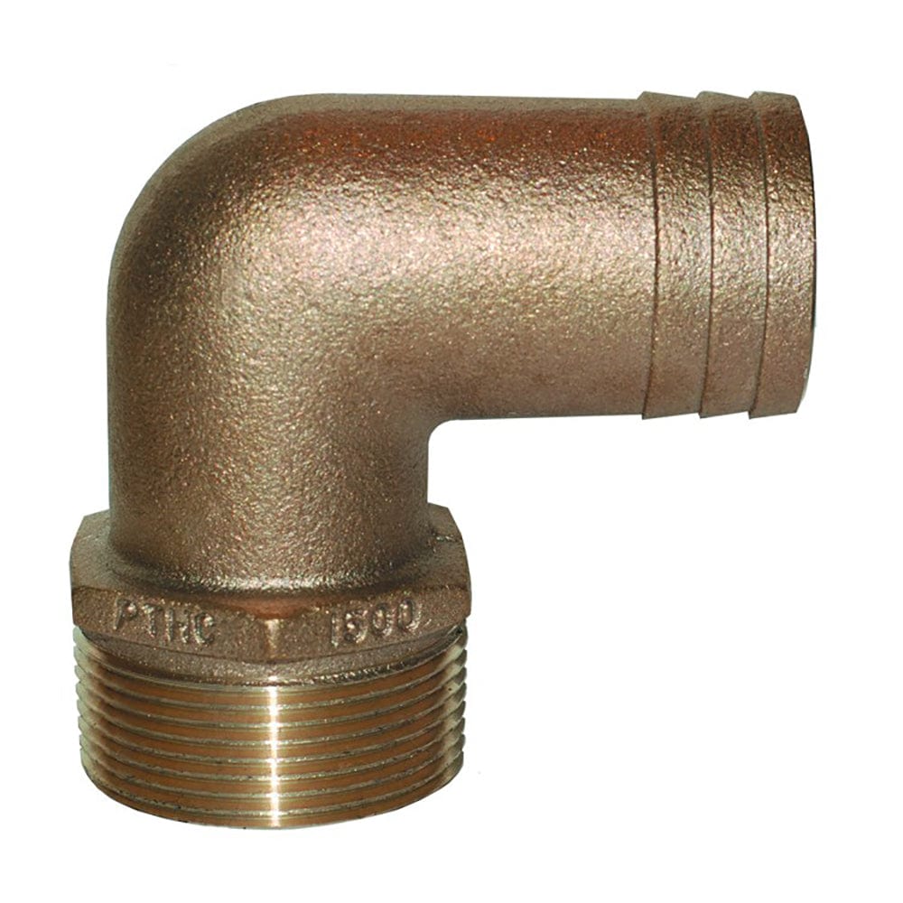 GROCO 1-1/2" NPT x 1-1/2" ID Bronze 90 Degree Pipe to Hose Fitting Standard Flow Elbow [PTHC-1500] - The Happy Skipper