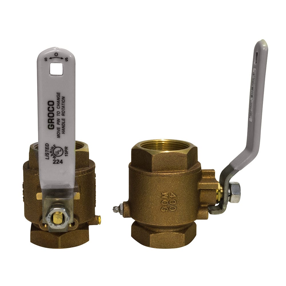 GROCO 1-1/4" NPT Bronze In-Line Ball Valve [IBV-1250] - The Happy Skipper