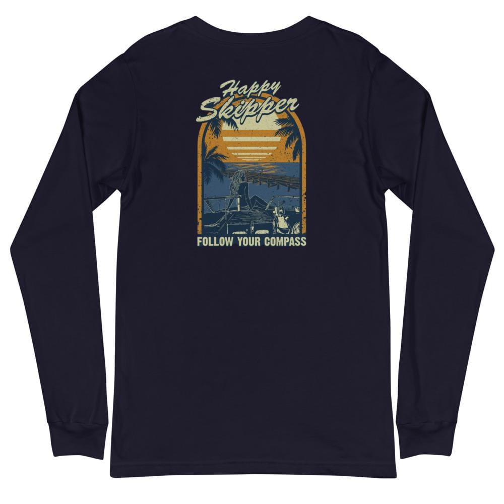 Happy Skipper™ Dockview with HS Logo on Front Unisex Long Sleeve Tee - The Happy Skipper