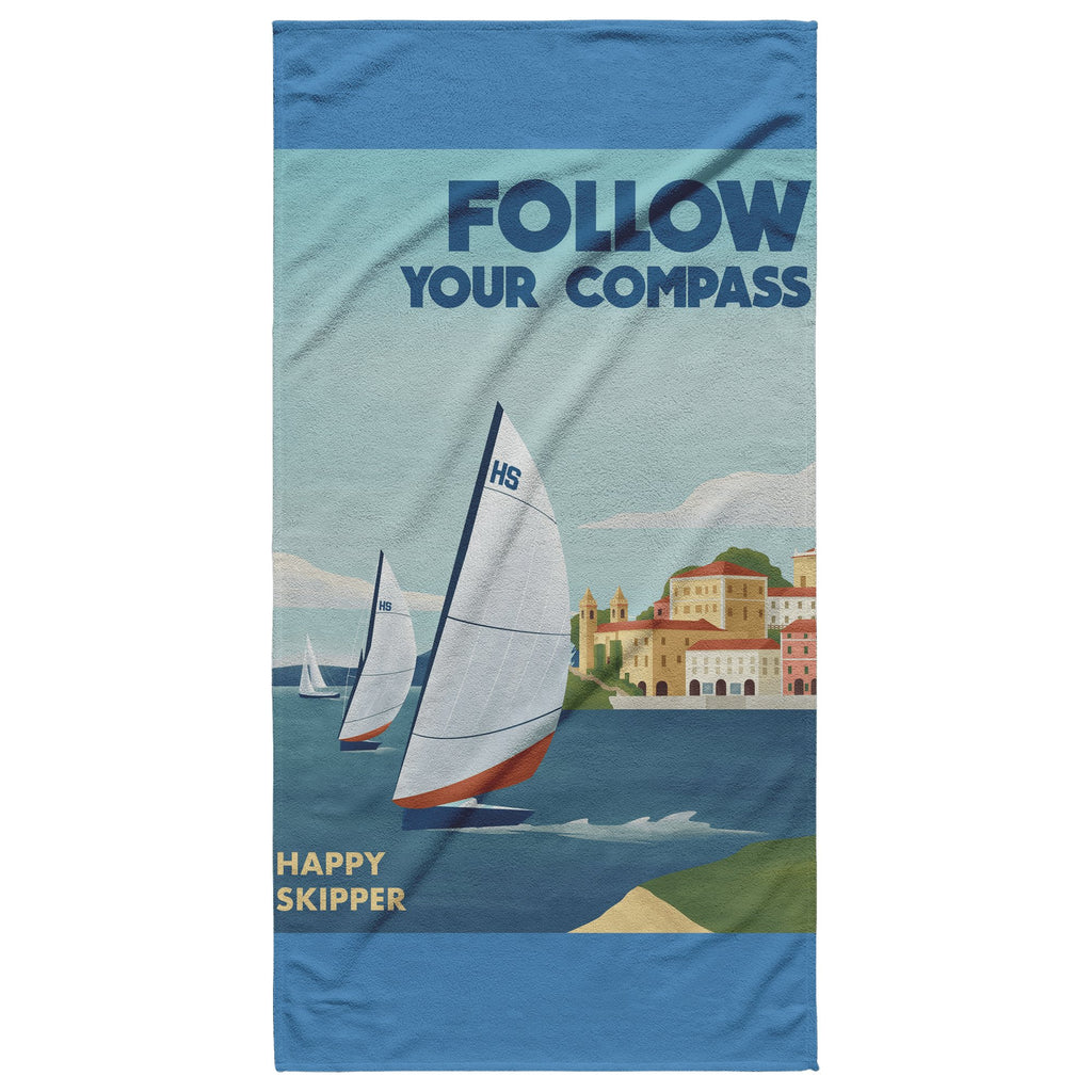 Happy Skipper Follow Your Compass™ Beach Towel - The Happy Skipper
