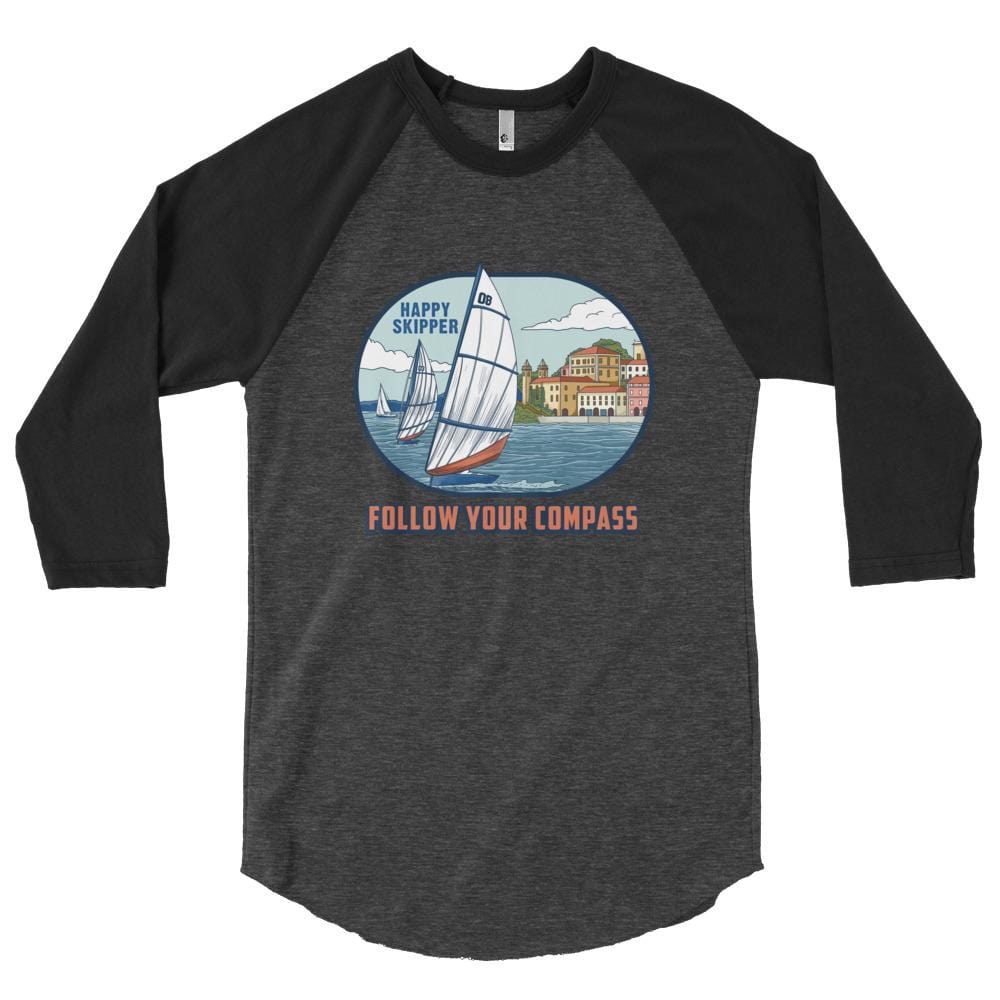 Happy Skipper Follow Your Compass™ Chill Sail Design 3/4 Sleeve Raglan Shirt - The Happy Skipper