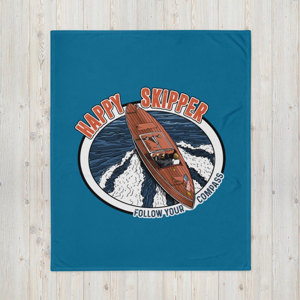 Happy Skipper Follow Your Compass™ Motor Launch Throw Blanket - The Happy Skipper