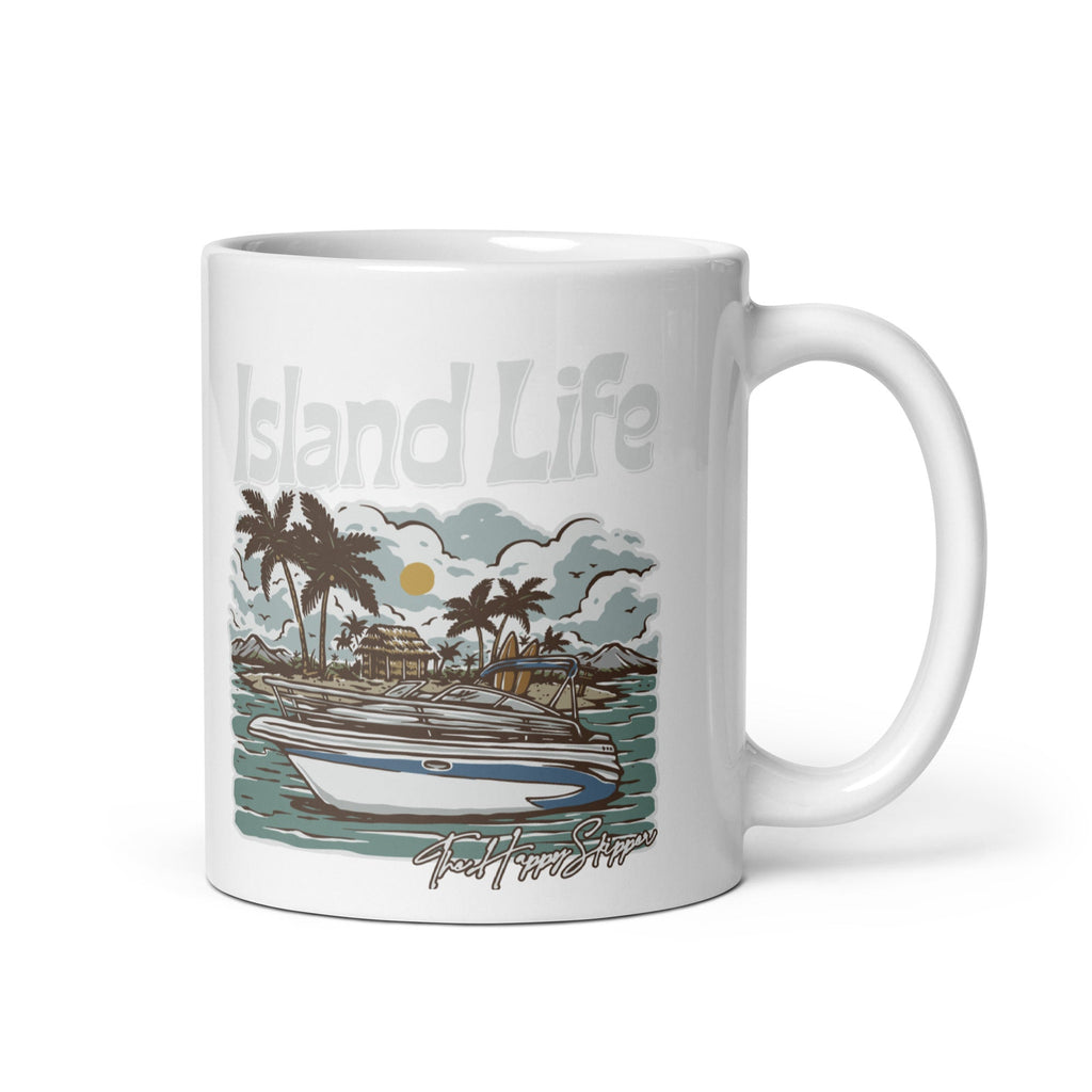 Happy Skipper "Island Life" - White glossy mug - The Happy Skipper