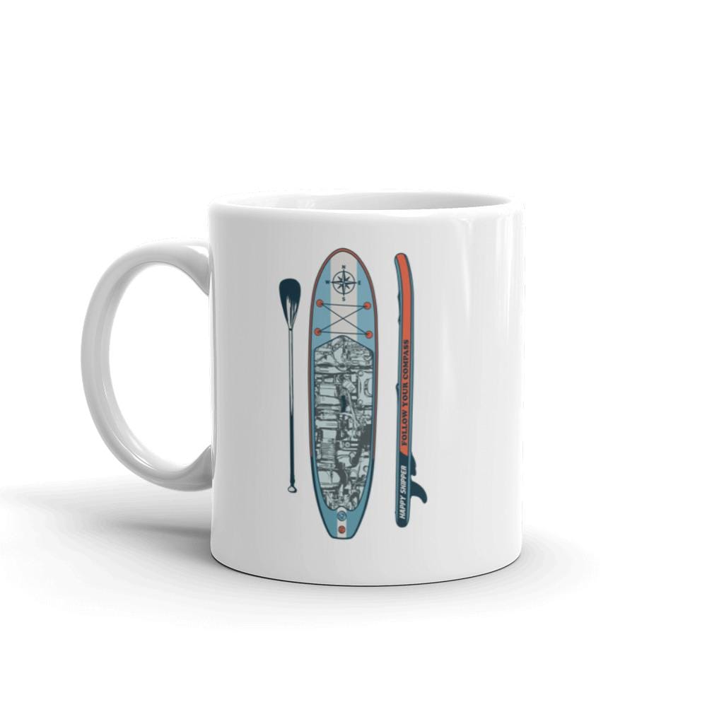 Happy Skipper Logo and Classic Paddleboard Design - White glossy mug - The Happy Skipper