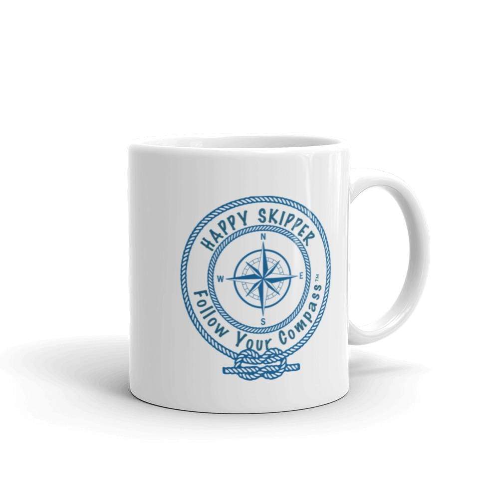 Happy Skipper Logo and Classic Paddleboard Design - White glossy mug - The Happy Skipper