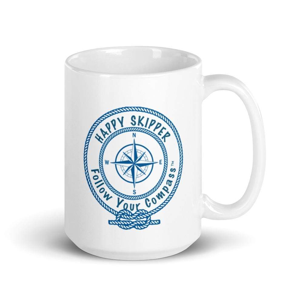 Happy Skipper Logo and Classic Paddleboard Design - White glossy mug - The Happy Skipper