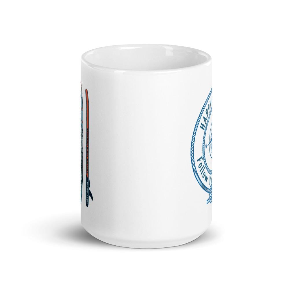 Happy Skipper Logo and Classic Paddleboard Design - White glossy mug - The Happy Skipper