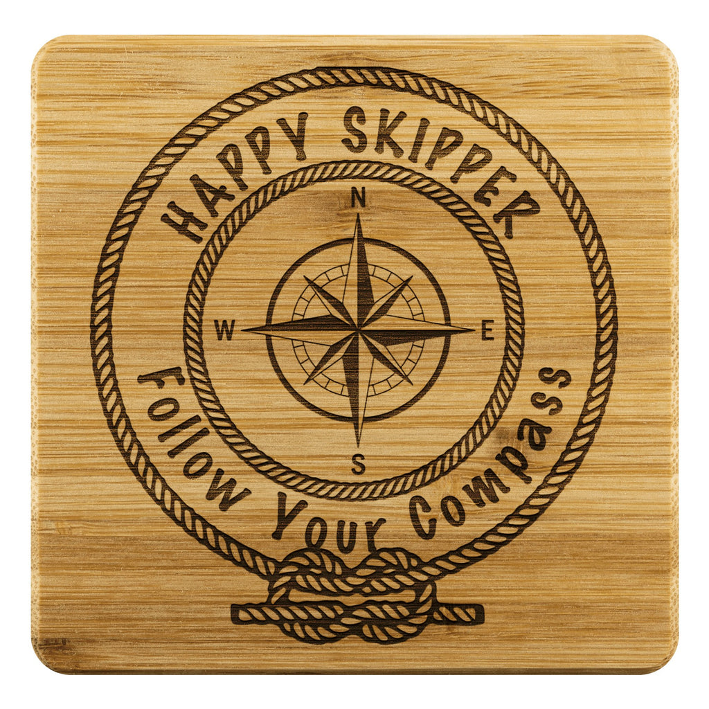 Happy Skipper Logo Coasters in Bamboo - The Happy Skipper