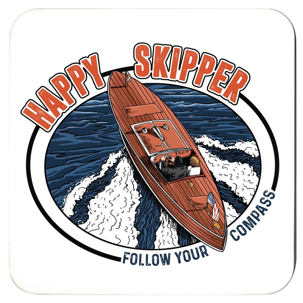 Happy Skipper™ Motor Launch Coasters - The Happy Skipper