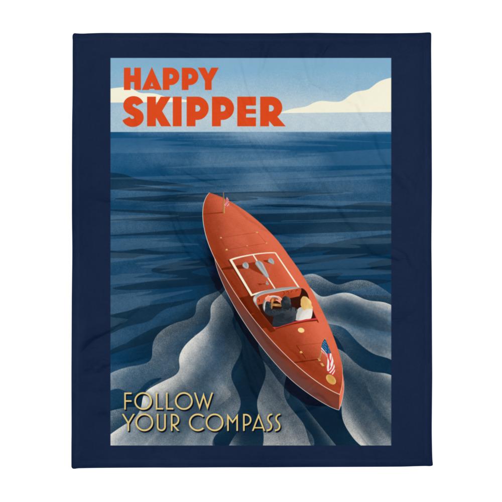 Happy Skipper Navy Motor Launch™ Throw Blanket - The Happy Skipper