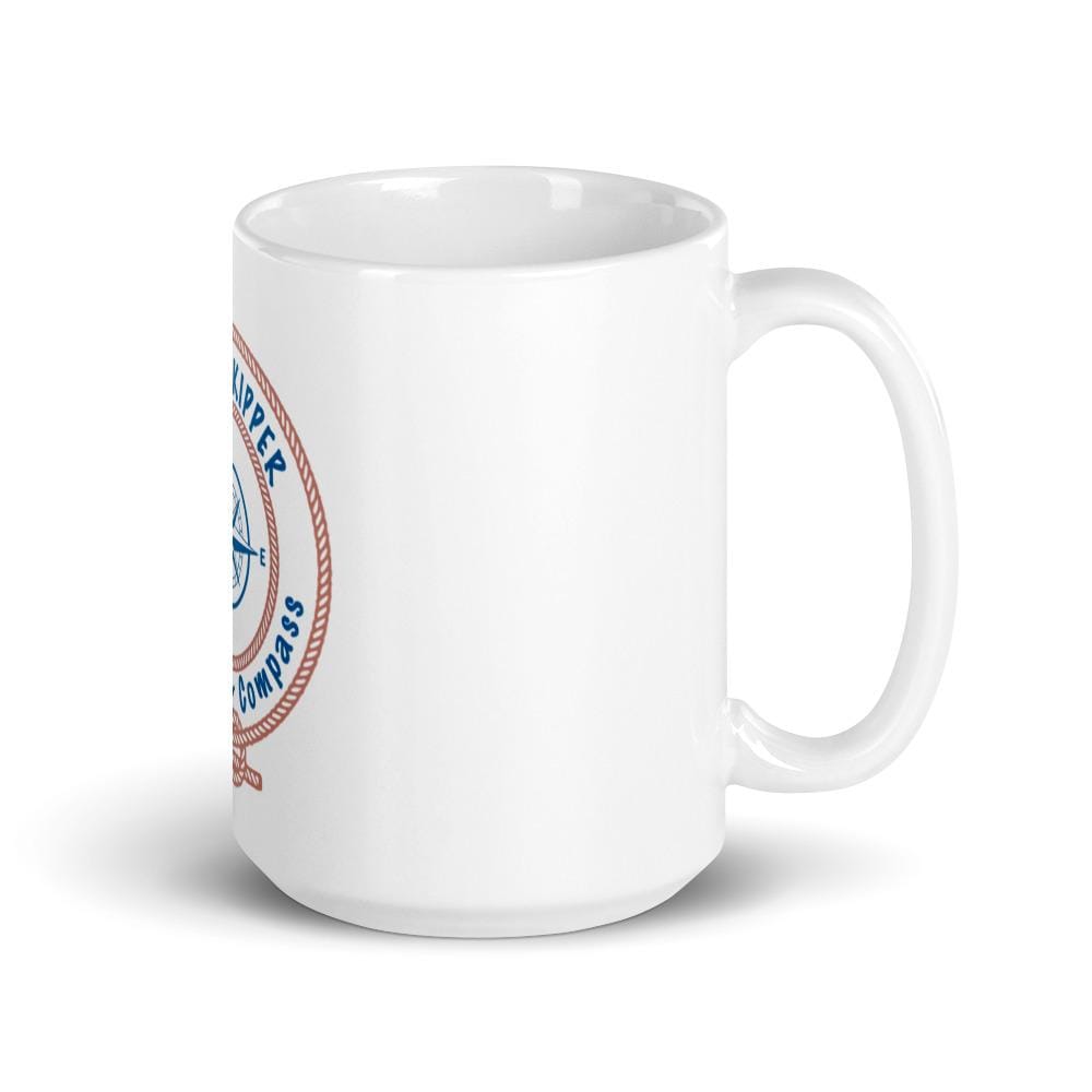 Happy Skipper™ Red Rope Logo White glossy mug - The Happy Skipper