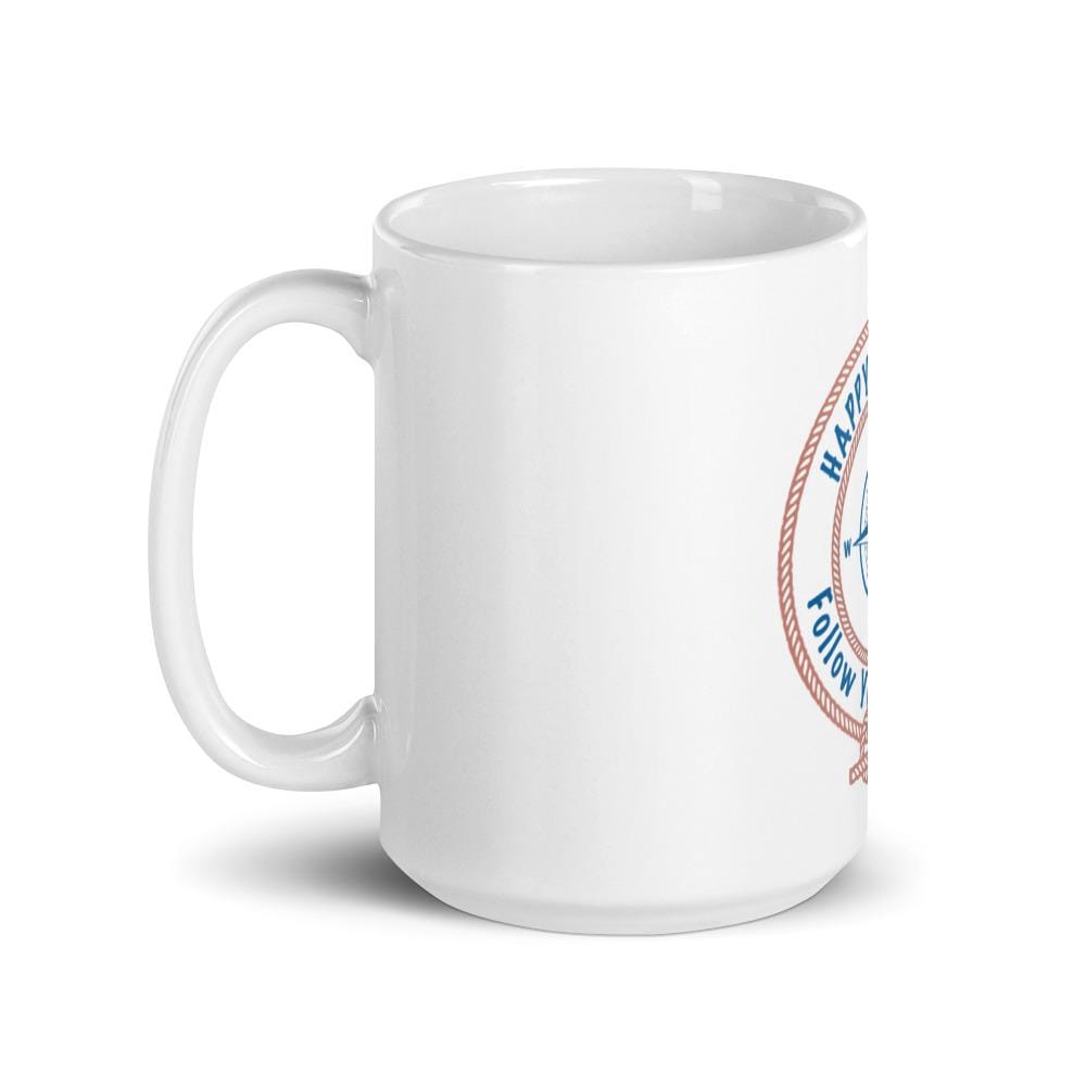 Happy Skipper™ Red Rope Logo White glossy mug - The Happy Skipper