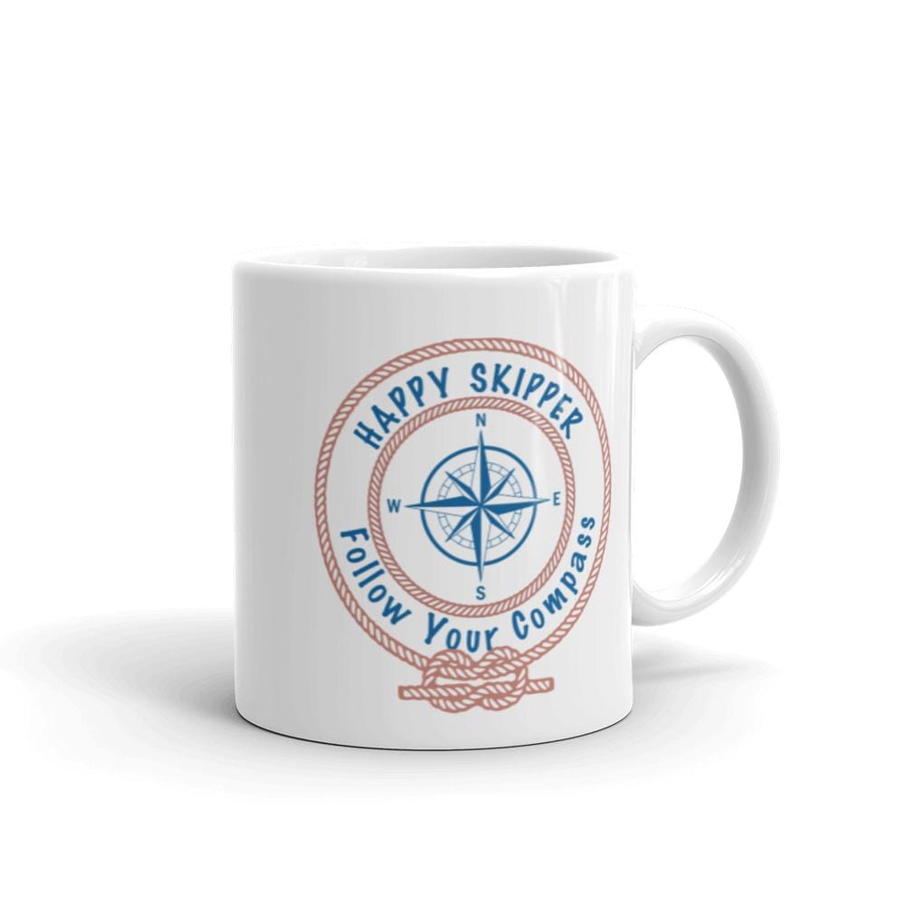 Happy Skipper™ Red Rope Logo White glossy mug - The Happy Skipper