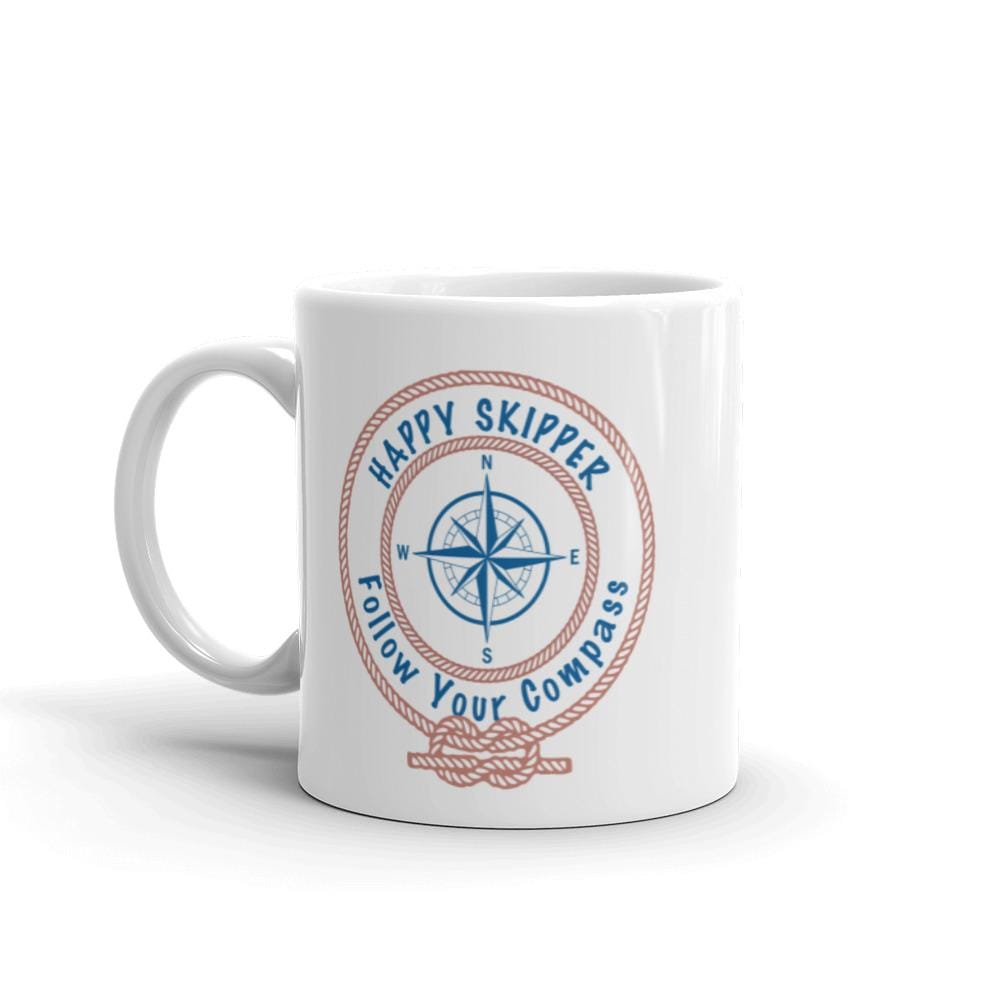 Happy Skipper™ Red Rope Logo White glossy mug - The Happy Skipper