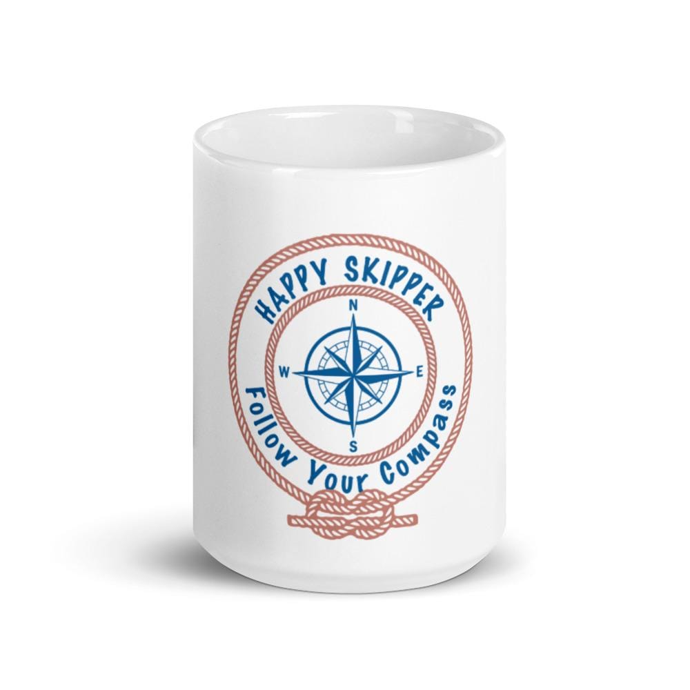 Happy Skipper™ Red Rope Logo White glossy mug - The Happy Skipper