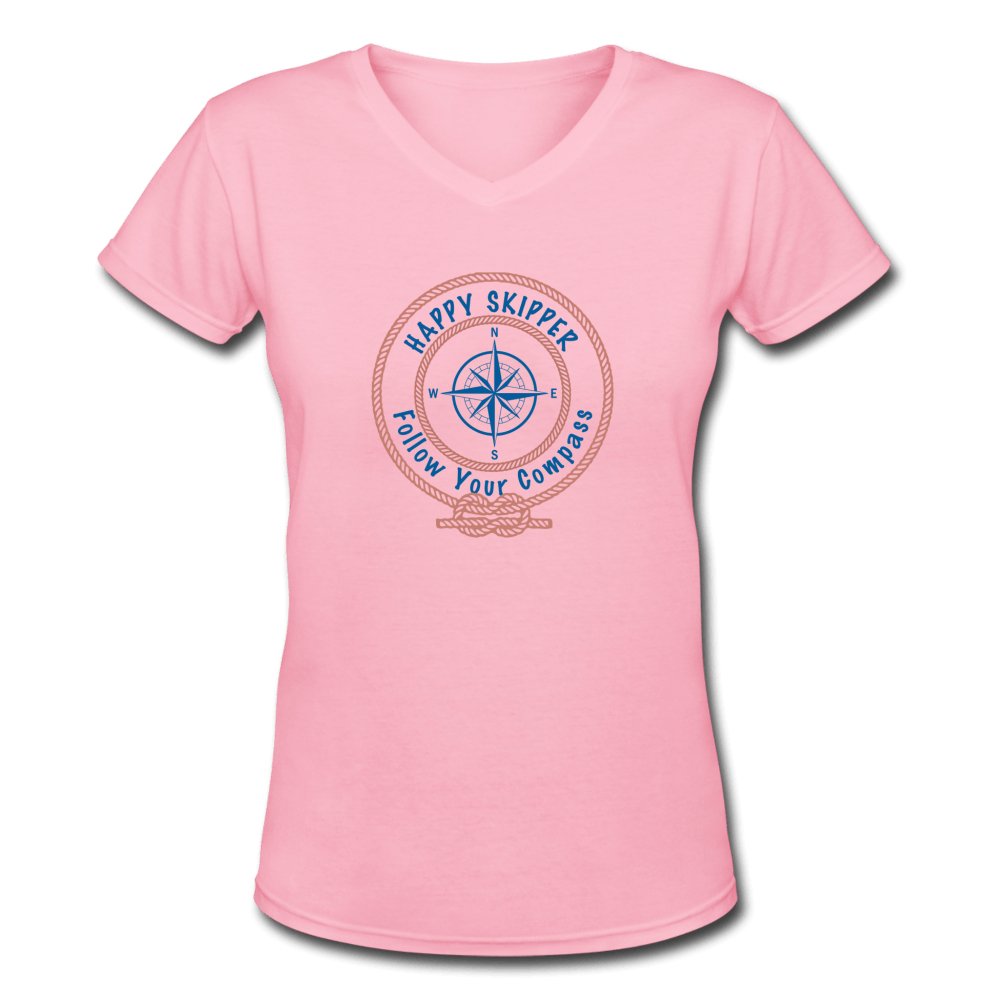 Happy Skipper™ Red Rope Logo Women's V-Neck T-Shirt - The Happy Skipper