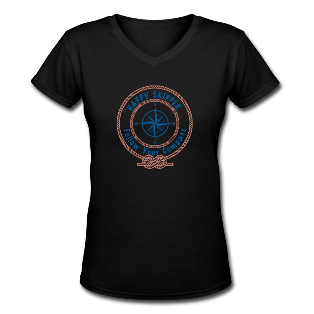 Happy Skipper™ Red Rope Logo Women's V-Neck T-Shirt - The Happy Skipper