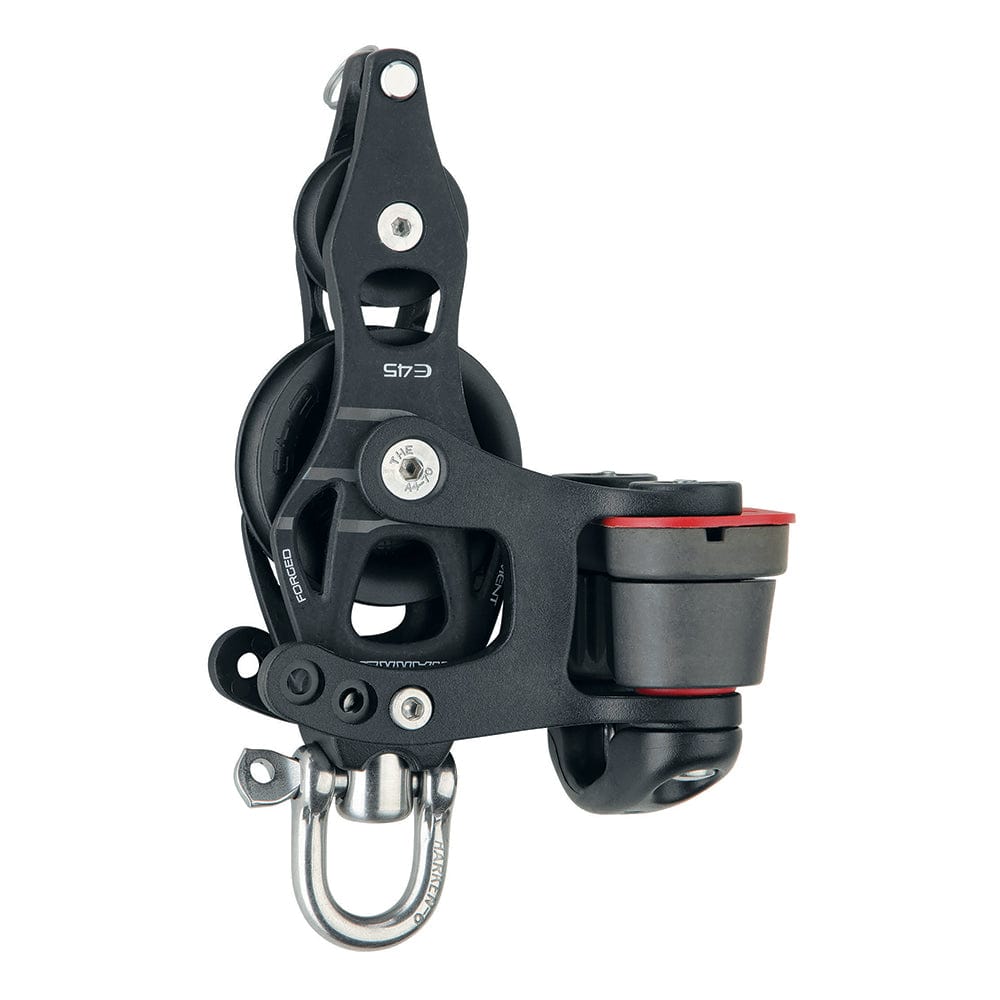 Harken 45mm Single Aluminum Element Fiddle Block w/Swivel, Becket 150 Cam Cleat [6234] - The Happy Skipper