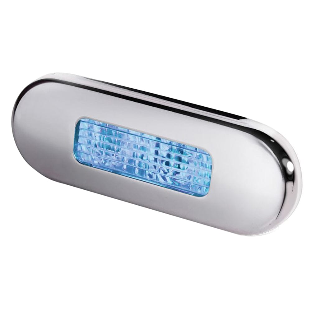 Hella Marine Surface Mount Oblong LED Courtesy Lamp - Blue LED - Stainless Steel Bezel [980869601] - The Happy Skipper