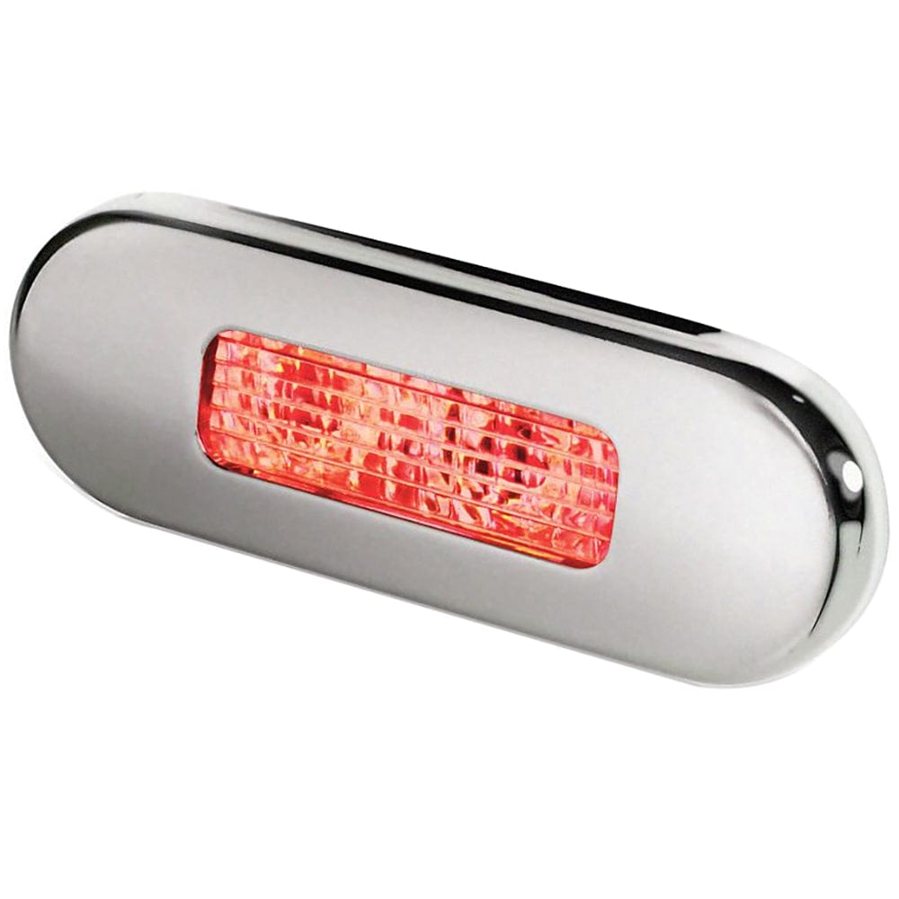 Hella Marine Surface Mount Oblong LED Courtesy Lamp - Red LED - Stainless Steel Bezel [980869501] - The Happy Skipper