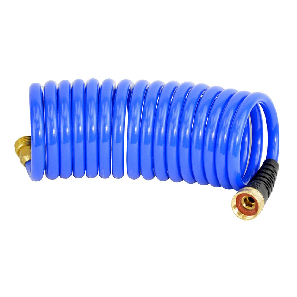 HoseCoil 15' Blue Self Coiling Hose w/Flex Relief [HS1500HP] - The Happy Skipper