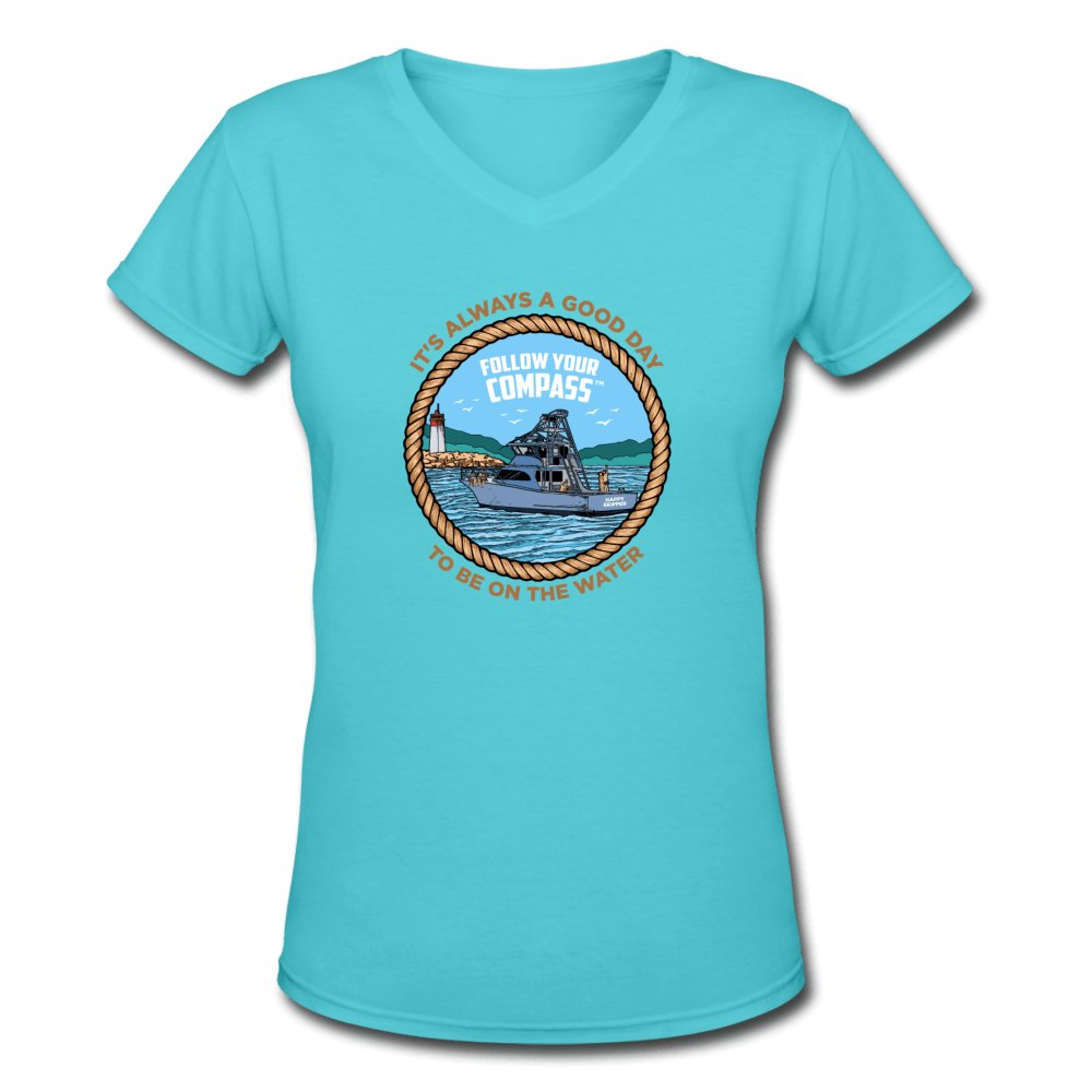 It's Always a Good Day on the Water™ Women's V-Neck T-Shirt - The Happy Skipper