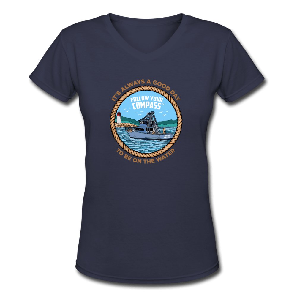 It's Always a Good Day on the Water™ Women's V-Neck T-Shirt - The Happy Skipper