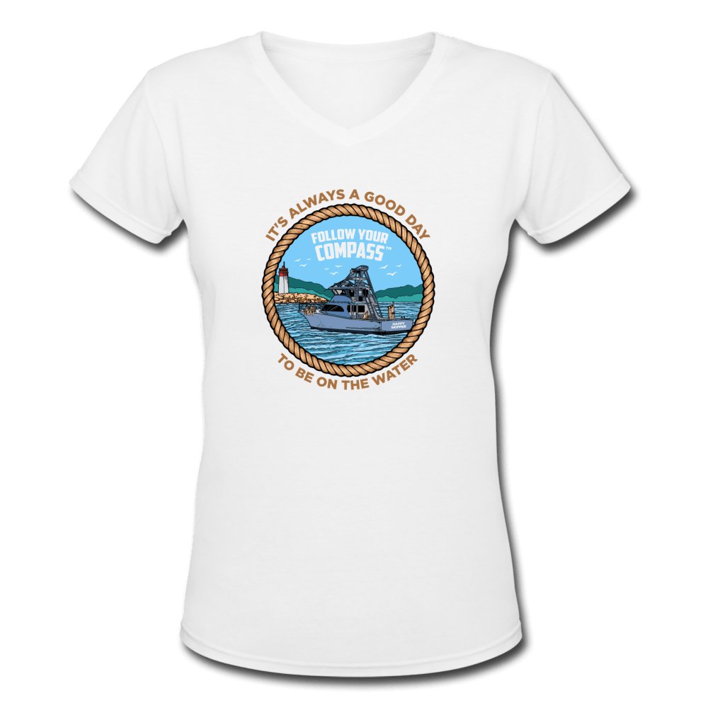 It's Always a Good Day on the Water™ Women's V-Neck T-Shirt - The Happy Skipper