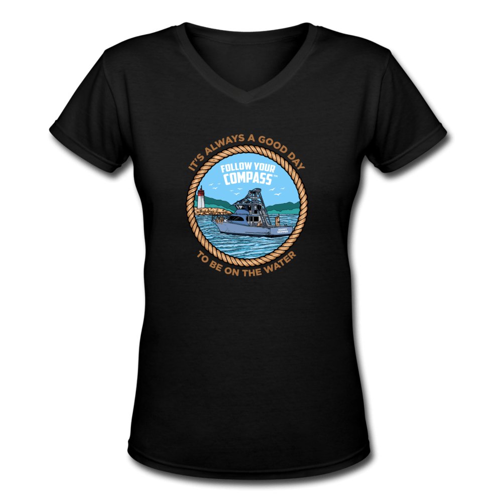 It's Always a Good Day on the Water™ Women's V-Neck T-Shirt - The Happy Skipper