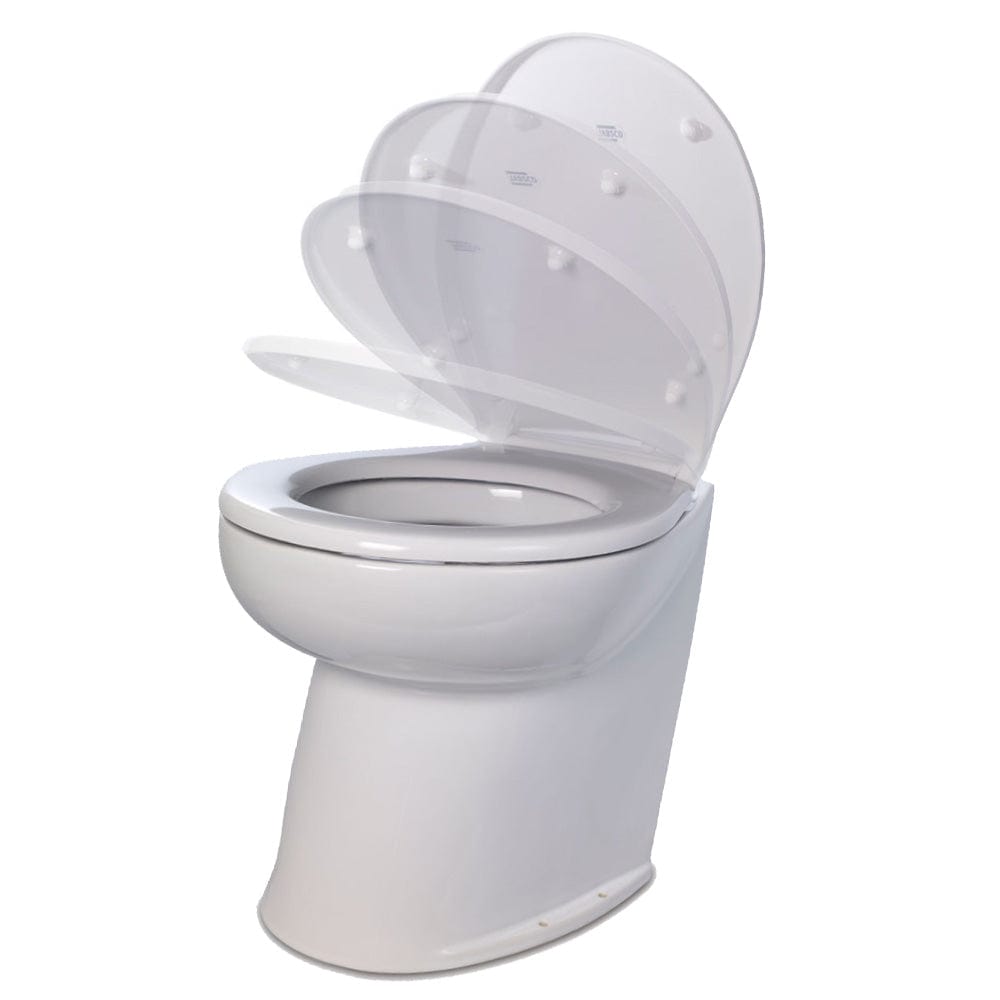 Jabsco Deluxe Flush 14" Angled Back 12V Freshwater Electric Marine Toilet w/Solenoid Valve Soft Close Lid [58060-3012] - The Happy Skipper