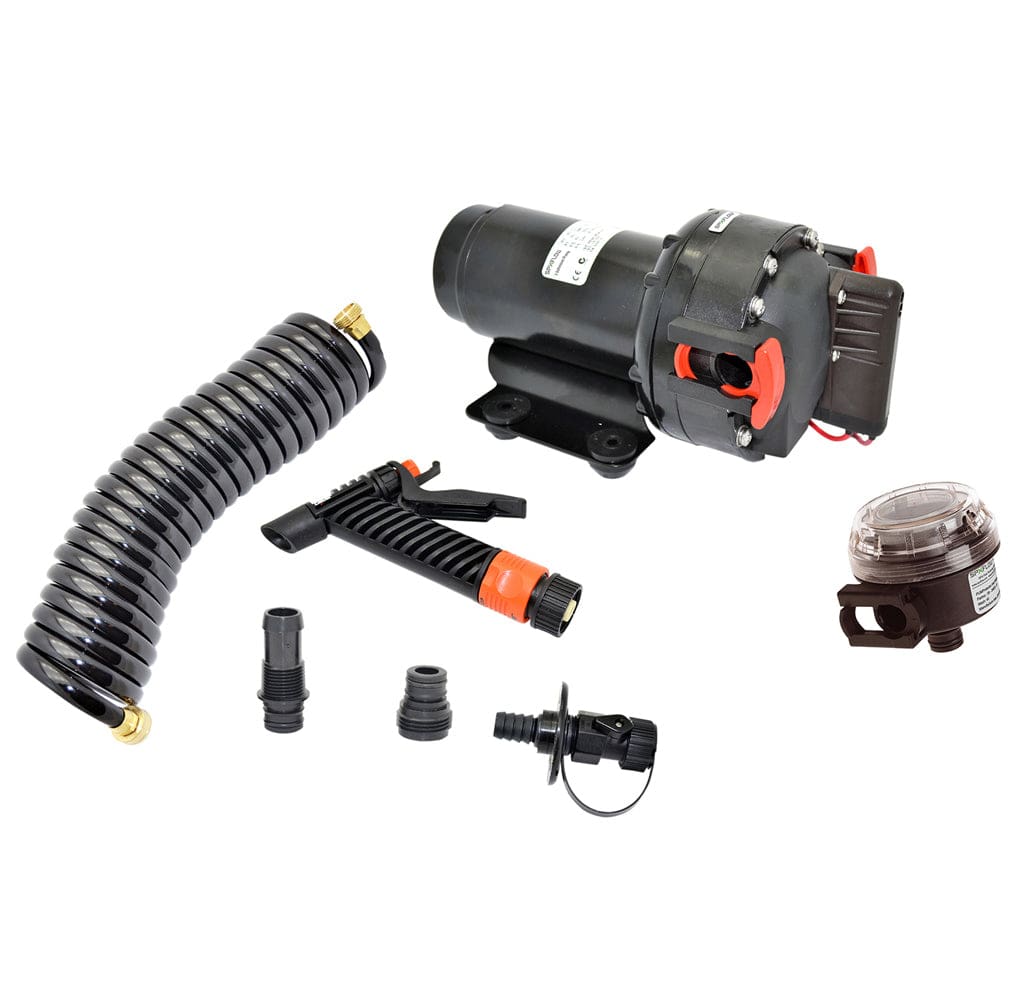 Johnson Pump Aqua Jet 5.2 GPH Washdown Pump Kit w/Hose - 12V [64534] - The Happy Skipper