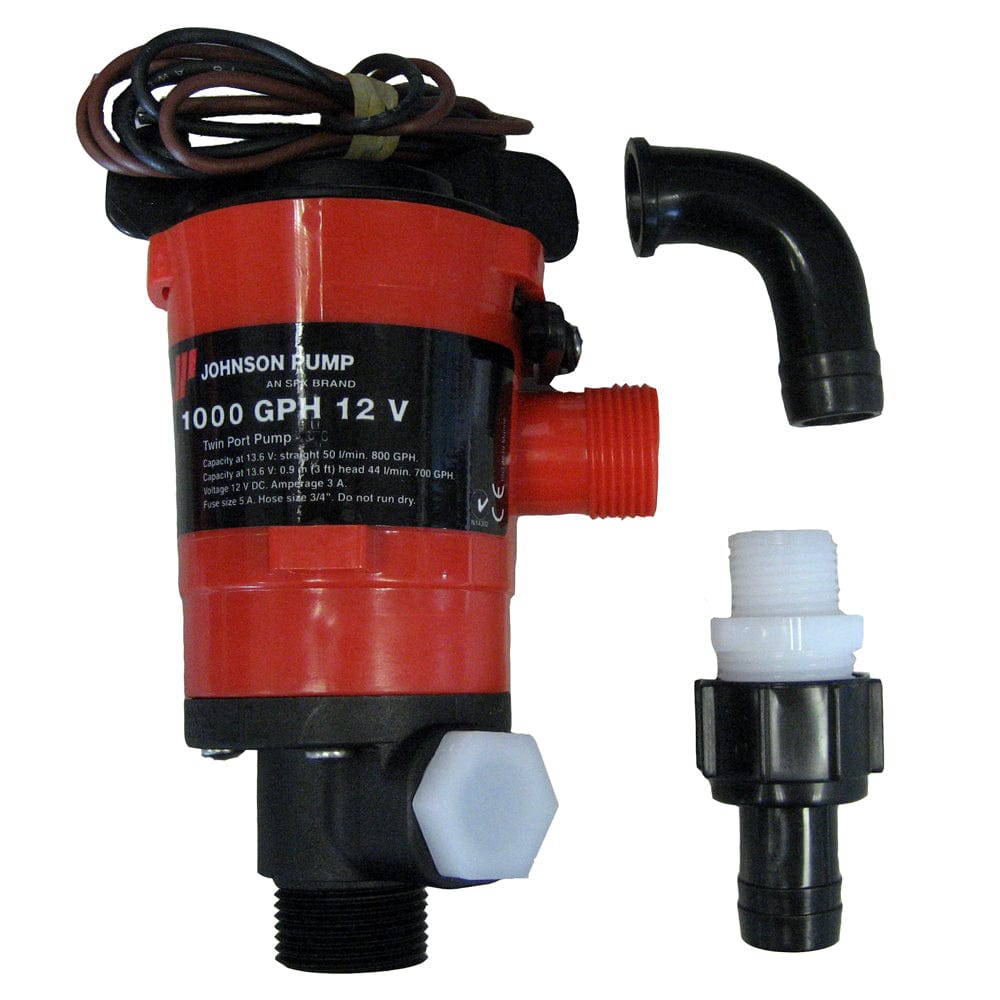 Johnson Pump Twin Port 1000 GPH Livewell Aerating Pump - 12V [48903] - The Happy Skipper