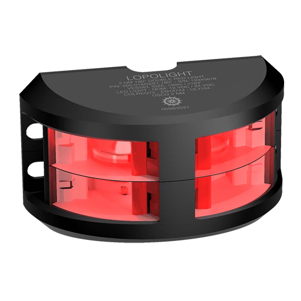 Lopolight Series 200-016 - Double Stacked Navigation Light - 2NM - Vertical Mount - Red -Black Housing [200-016G2ST-B] - The Happy Skipper