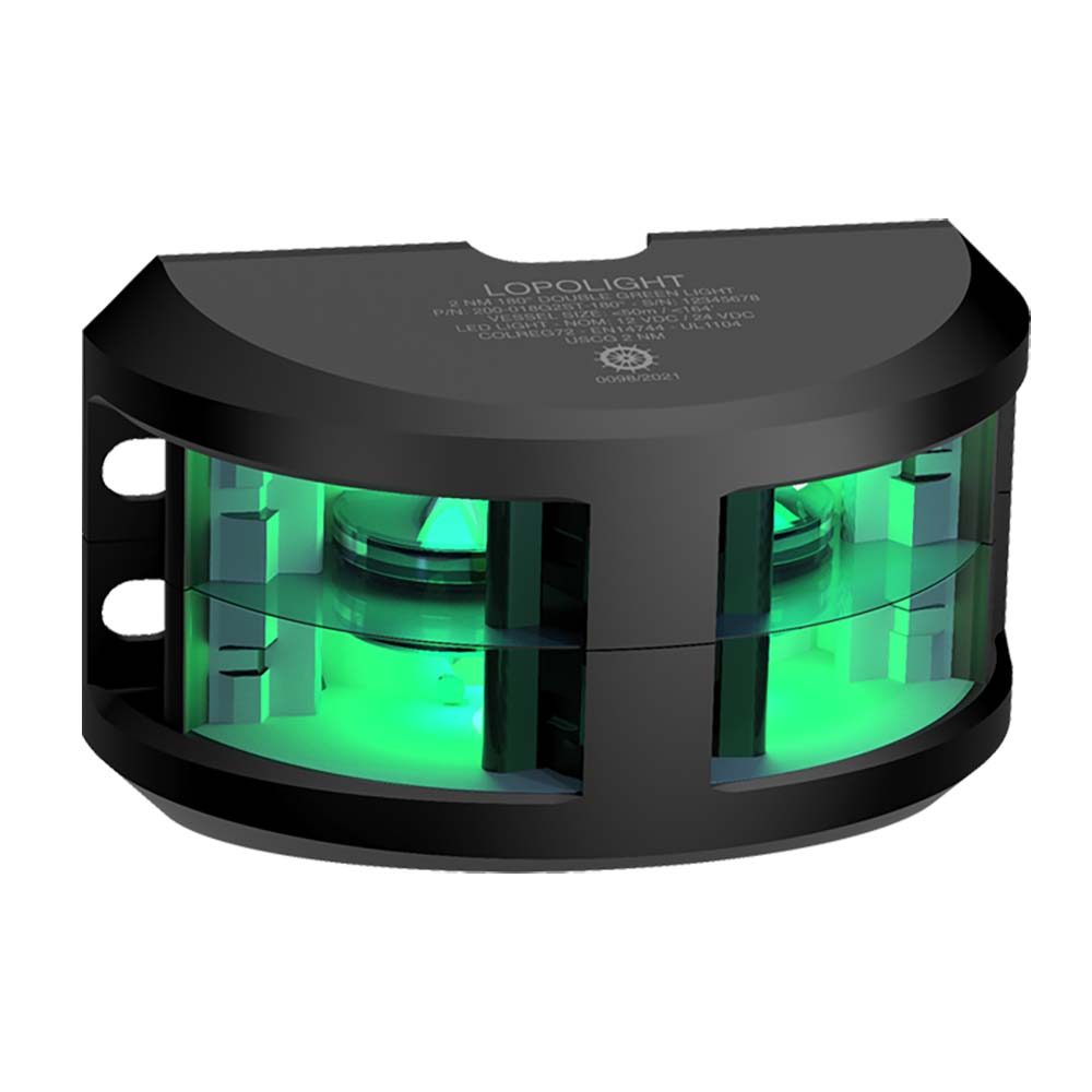 Lopolight Series 200-018 - Double Stacked Navigation Light - 2NM - Vertical Mount - Green - Black Housing [200-018G2ST-B] - The Happy Skipper