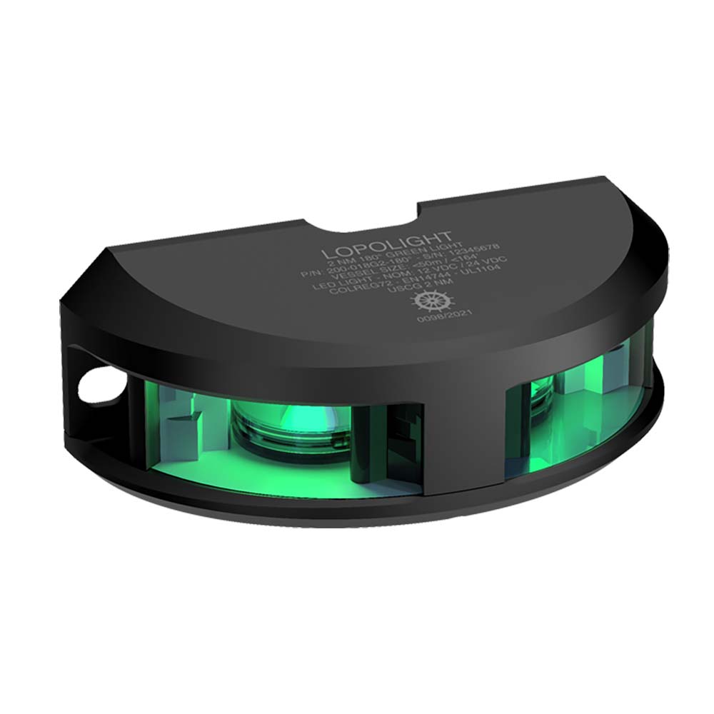 Lopolight Series 200-018 - Navigation Light - 2NM - Vertical Mount - Green - Black Housing [200-018G2-B] - The Happy Skipper