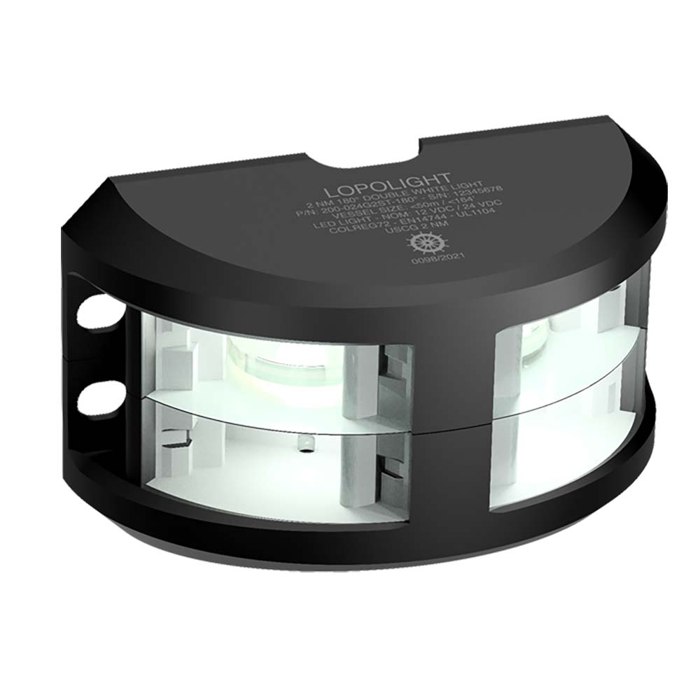 Lopolight Series 200-024 - Double Stacked Navigation Light - 2NM - Vertical Mount - White - Black Housing [200-024G2ST-B] - The Happy Skipper