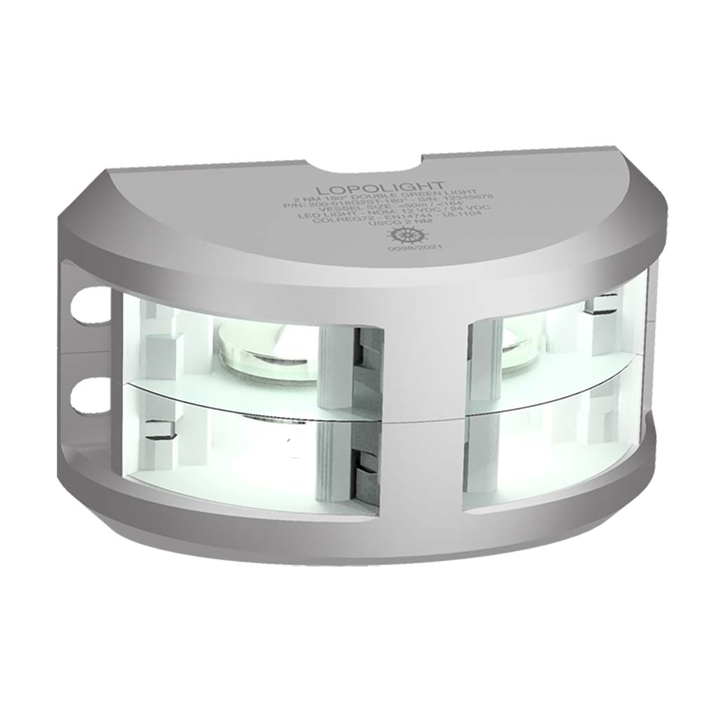 Lopolight Series 200-024 - Double Stacked Navigation Light - 2NM - Vertical Mount - White - Silver Housing [200-024G2ST] - The Happy Skipper