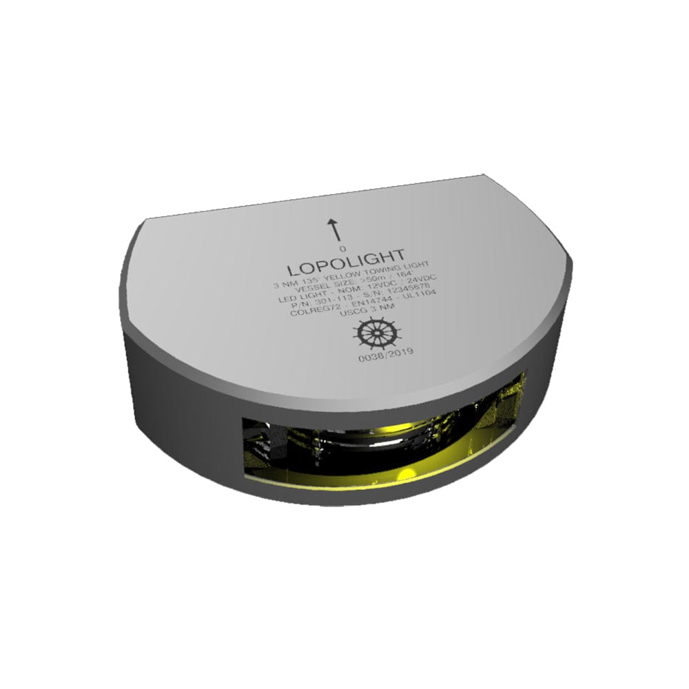 Lopolight Series 201-013 - Stern Towing Light - 2NM - Vertical Mount - Amber - Silver Housing [201-013V] - The Happy Skipper