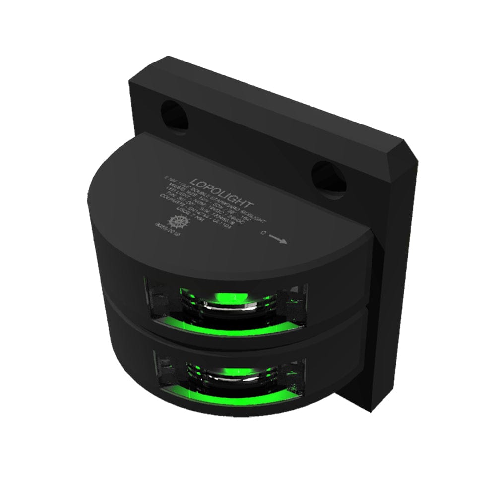 Lopolight Series 301-001 - Double Stacked Starboard Sidelight - 2NM - Vertical Mount - Green - Black Housing [301-001ST-B] - The Happy Skipper