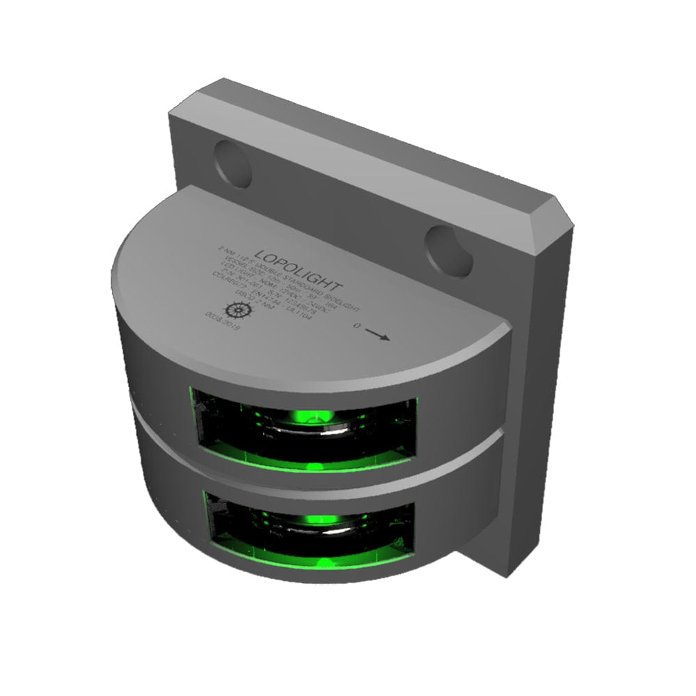 Lopolight Series 301-001 - Double Stacked Starboard Sidelight - 2NM - Vertical Mount - Green - Silver Housing [301-001ST] - The Happy Skipper