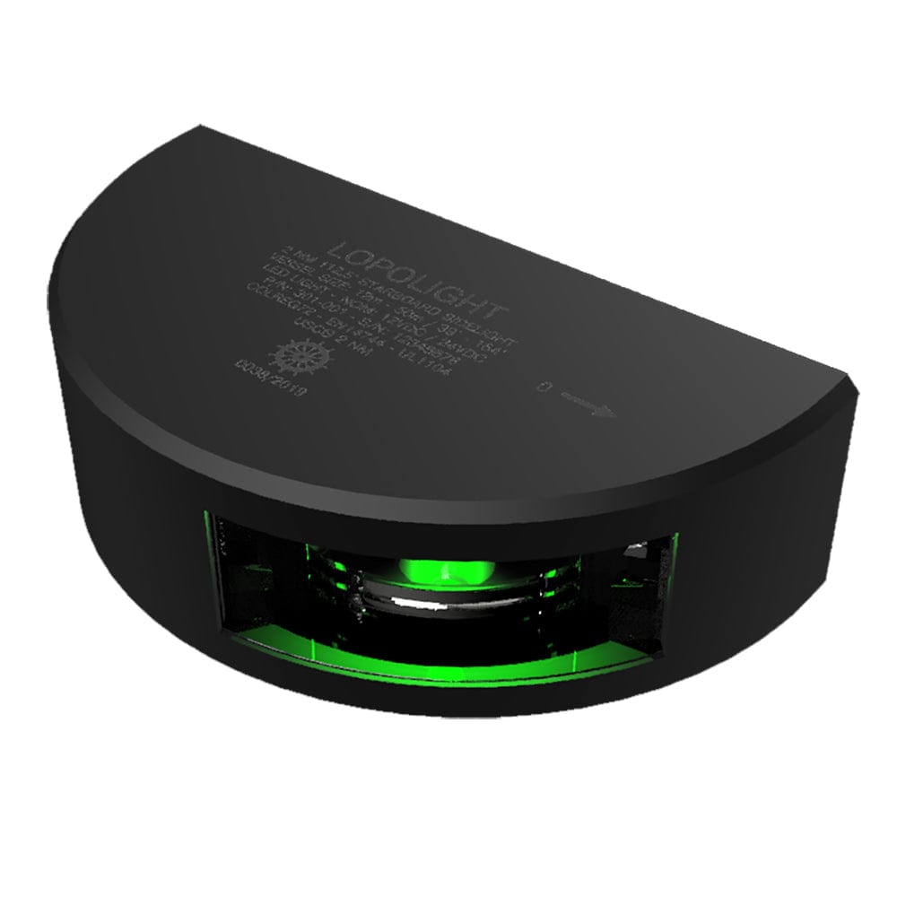 Lopolight Series 301-001 - Starboard Sidelight - 2NM - Vertical Mount - Green - Black Housing - 6M Cable [301-001-B-6M] - The Happy Skipper