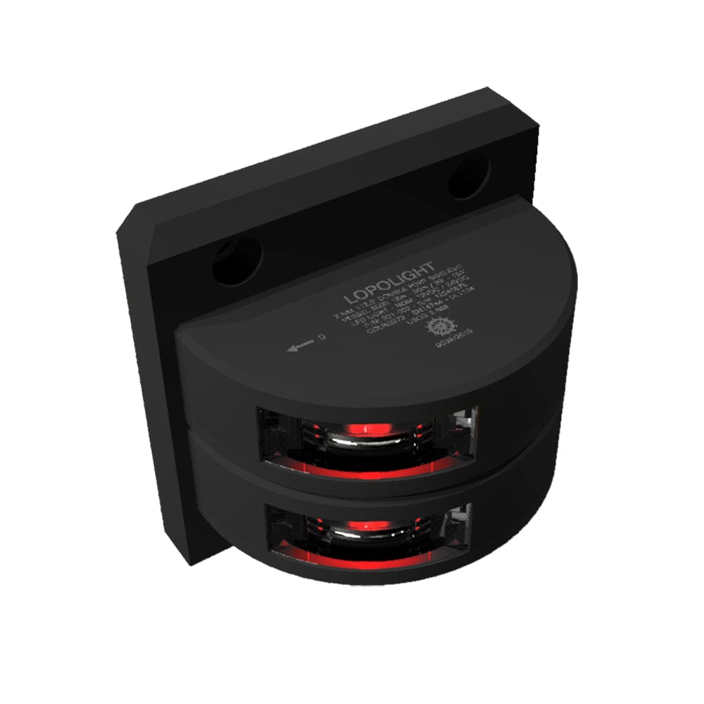 Lopolight Series 301-002 - Double Stacked Port Sidelight - 2NM - Vertical Mount - Red - Black Housing [301-002ST-B] - The Happy Skipper