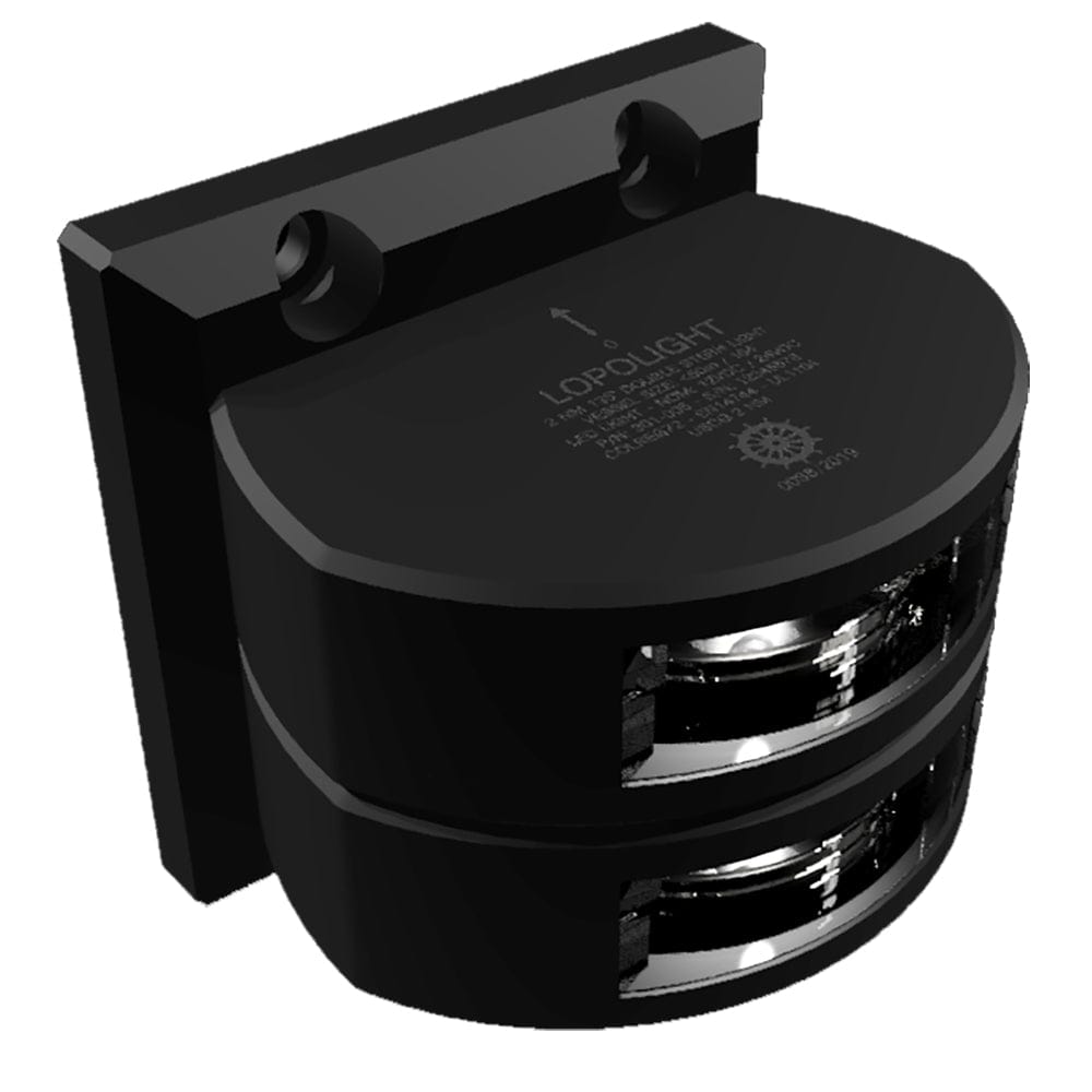 Lopolight Series 301-006 - Double Stacked Stern Light - 2NM - Vertical Mount - White - Black Housing [301-006ST-B] - The Happy Skipper
