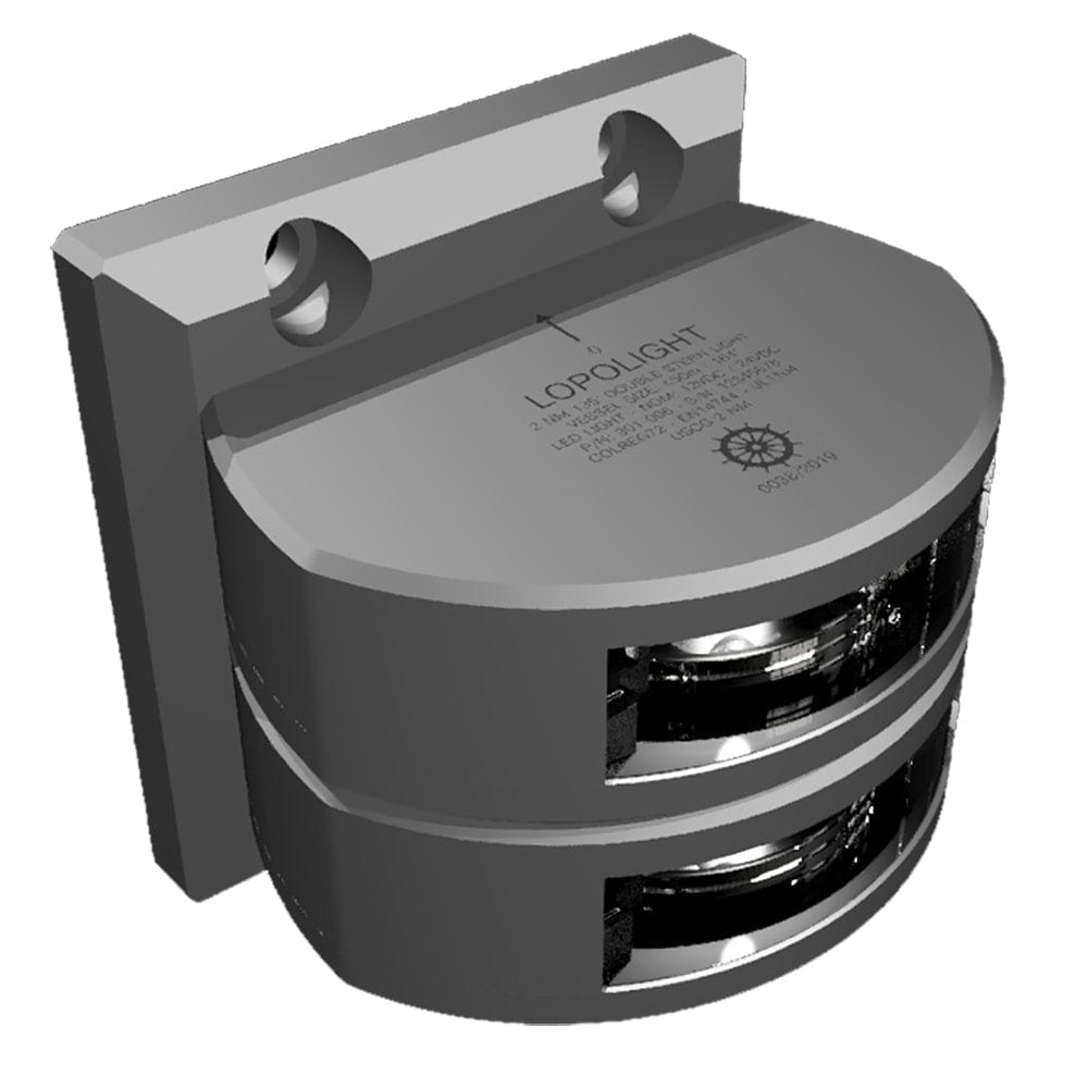 Lopolight Series 301-006 - Double Stacked Stern Light - 2NM - Vertical Mount - White - Silver Housing [301-006ST] - The Happy Skipper