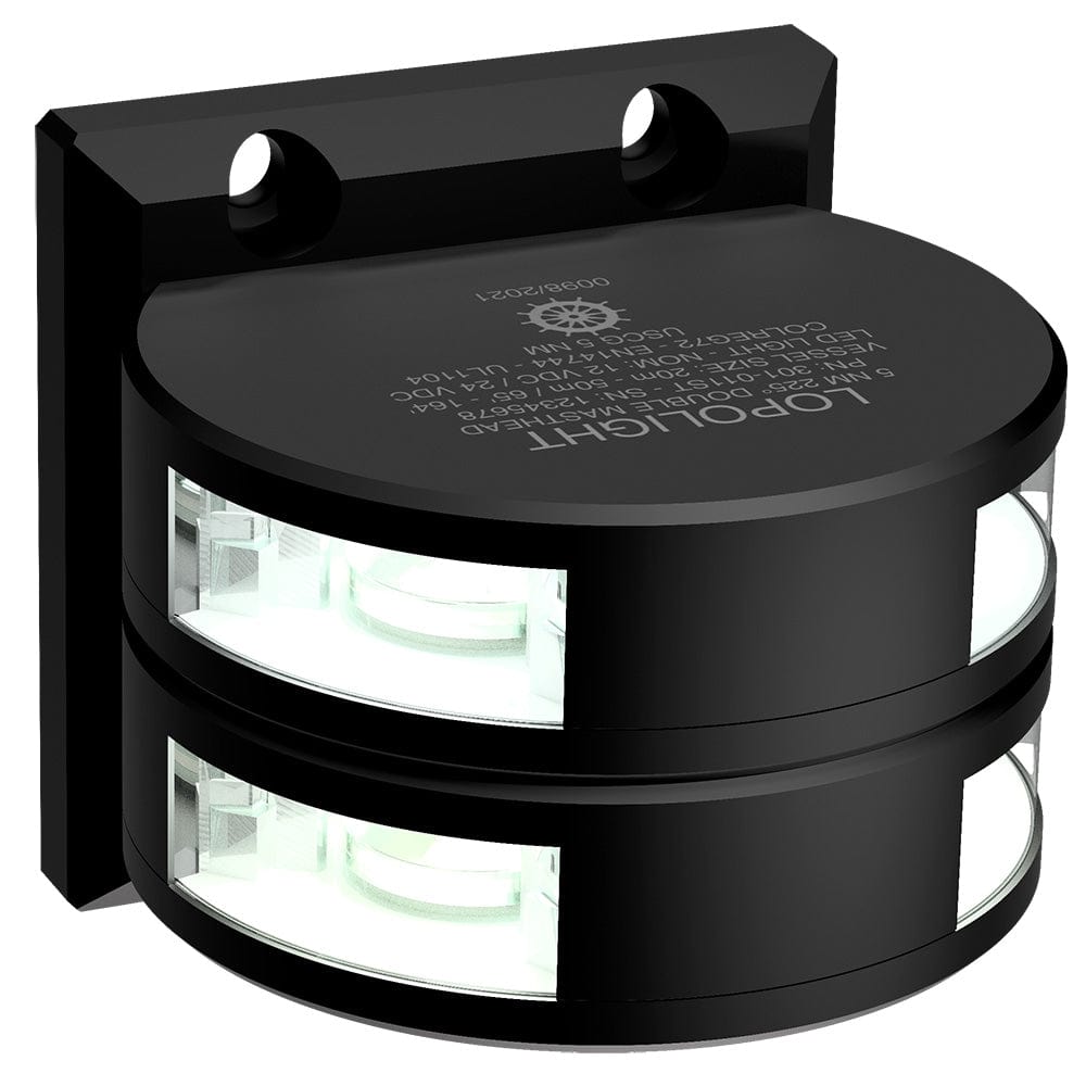 Lopolight Series 301-011 - Double Stacked Masthead Light - 5NM - Vertical Mount - White - Black Housing [301-011ST-B] - The Happy Skipper