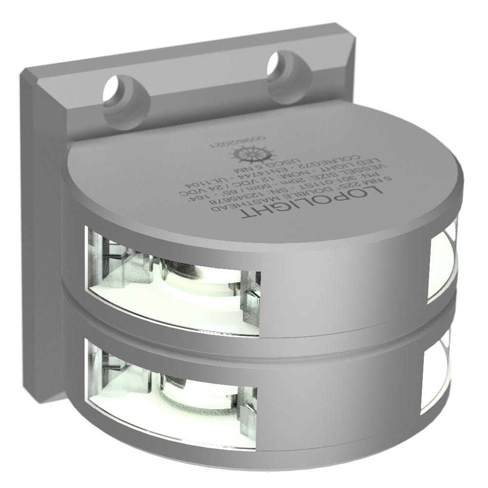 Lopolight Series 301-011 - Double Stacked Masthead Light - 5NM - Vertical Mount - White - Silver Housing [301-011ST] - The Happy Skipper