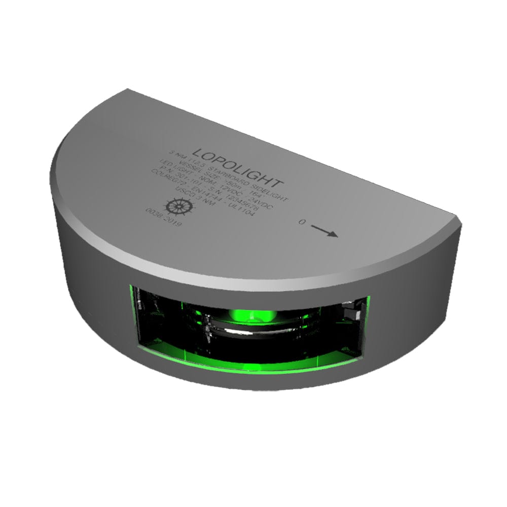 Lopolight Series 301-101 - Starboard Sideight - 3NM - Vertical Mount - Green - Silver Housing [301-101] - The Happy Skipper